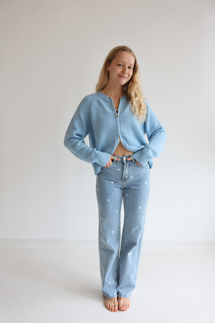 Straight Fit Jeans Blue Hearts