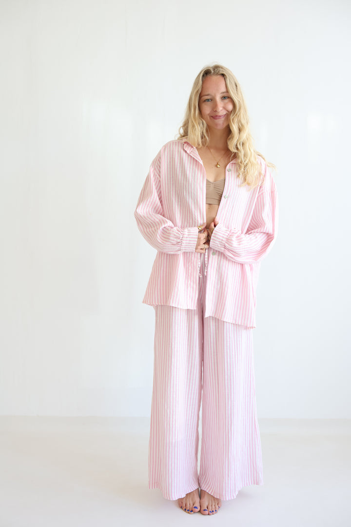 Oversize Striped Linen Bluse