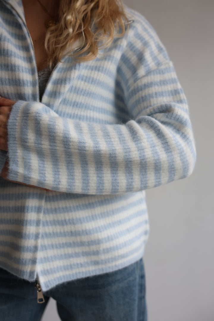 Striped Zip Cardigan