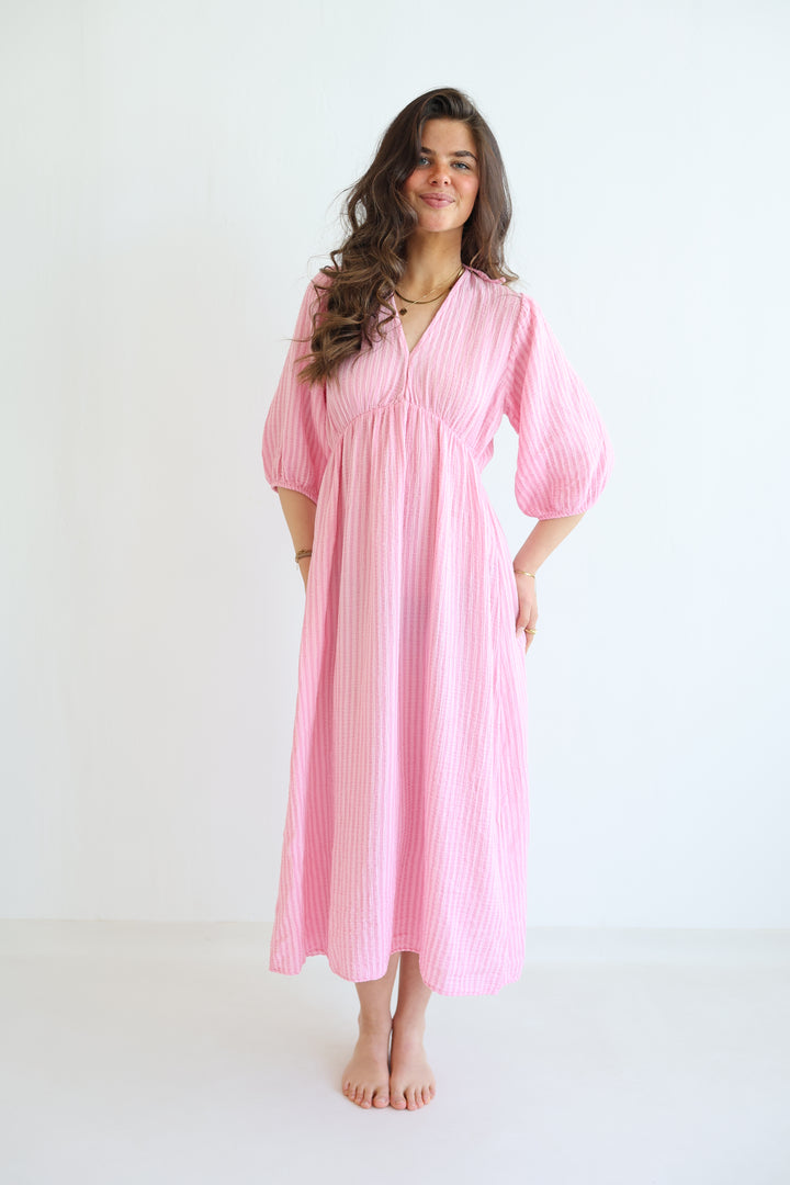 3/4 Arm Musselinkleid Summer Striped
