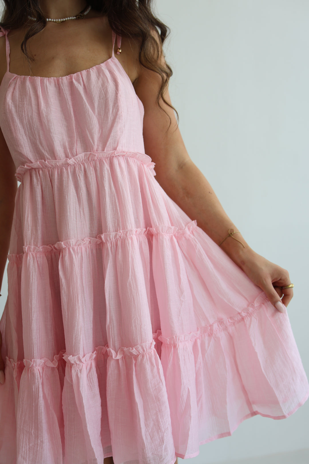 Bow Strap Tiered Dress
