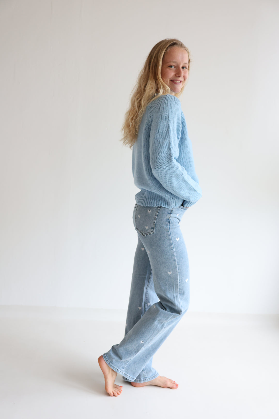 Straight Fit Jeans Blue Hearts