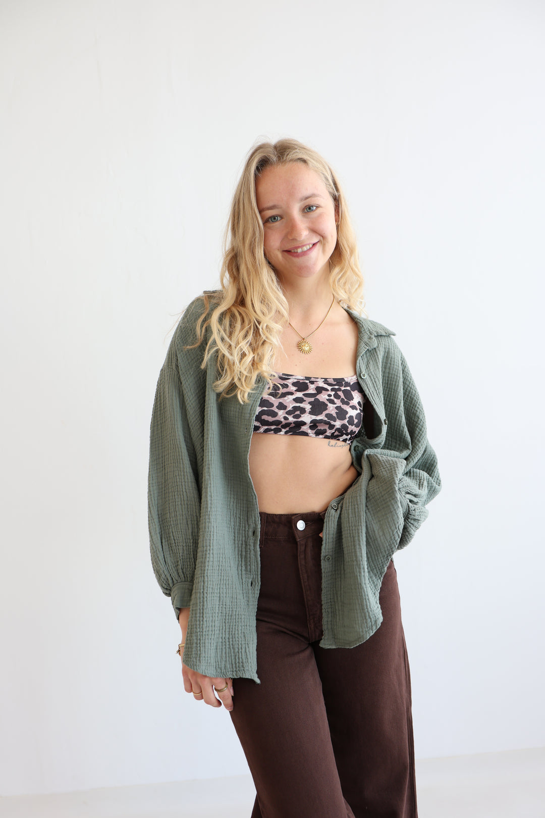 Oversize Blusenhemd aus Musselin Golden Eye