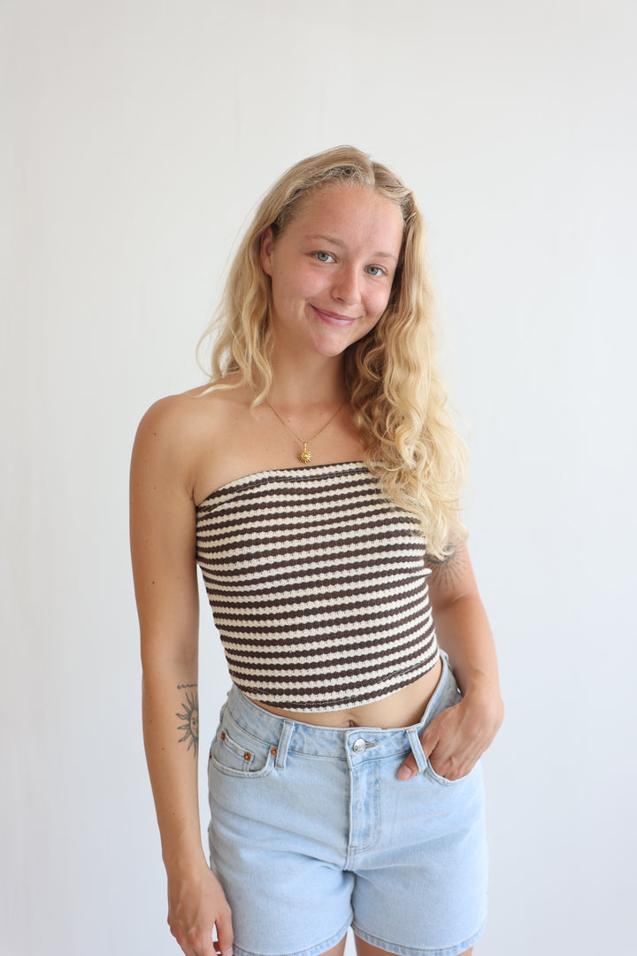 Striped Knit Tube Top