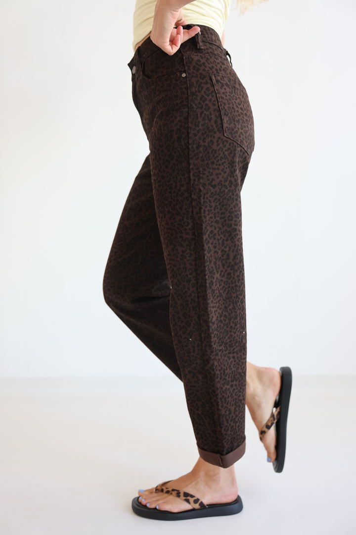 Shadow Leopard Mom Jeans