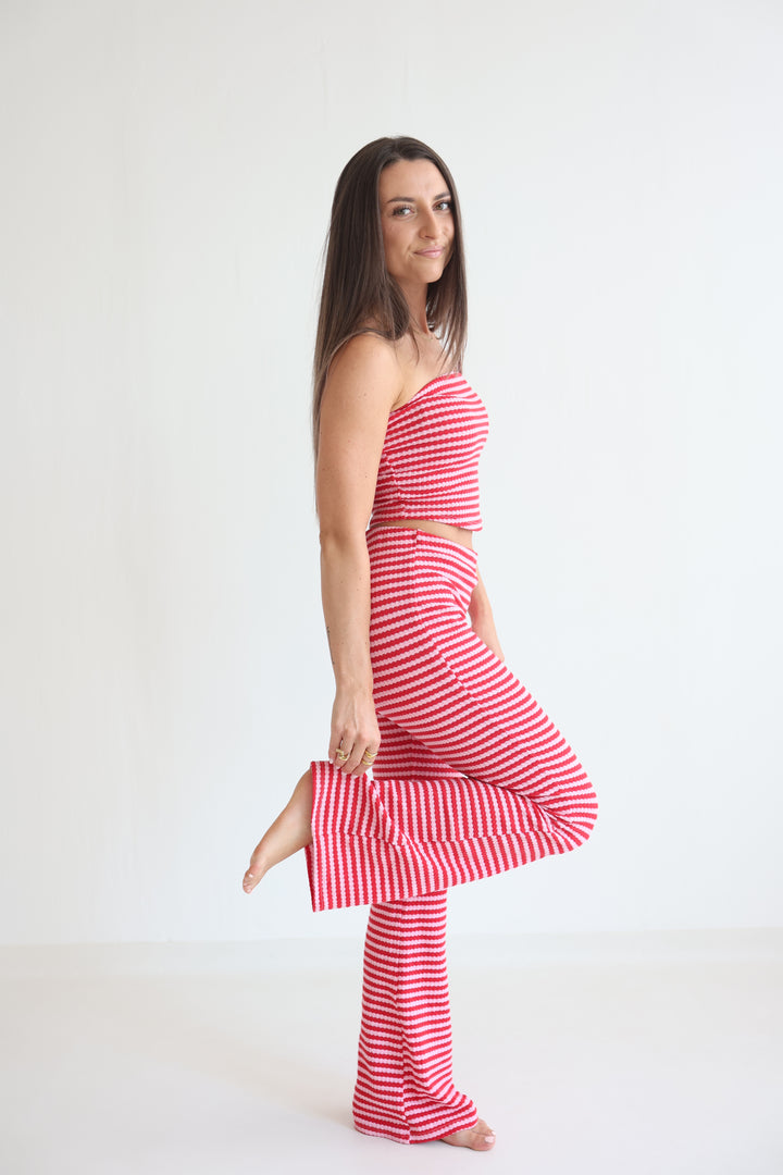 Striped Knit Flared Pants