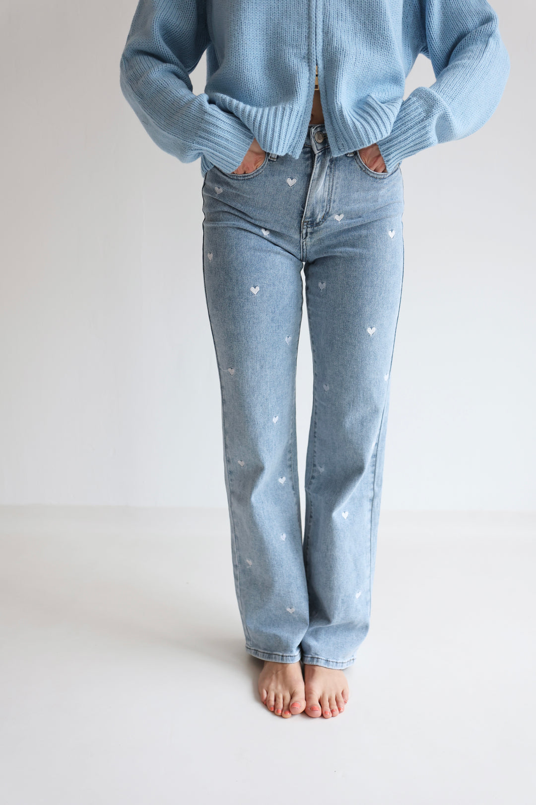 Straight Fit Jeans Blue Hearts