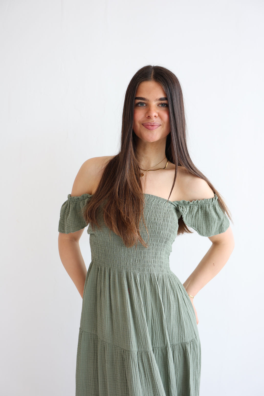 Langes Kleid mit Raffung Livia