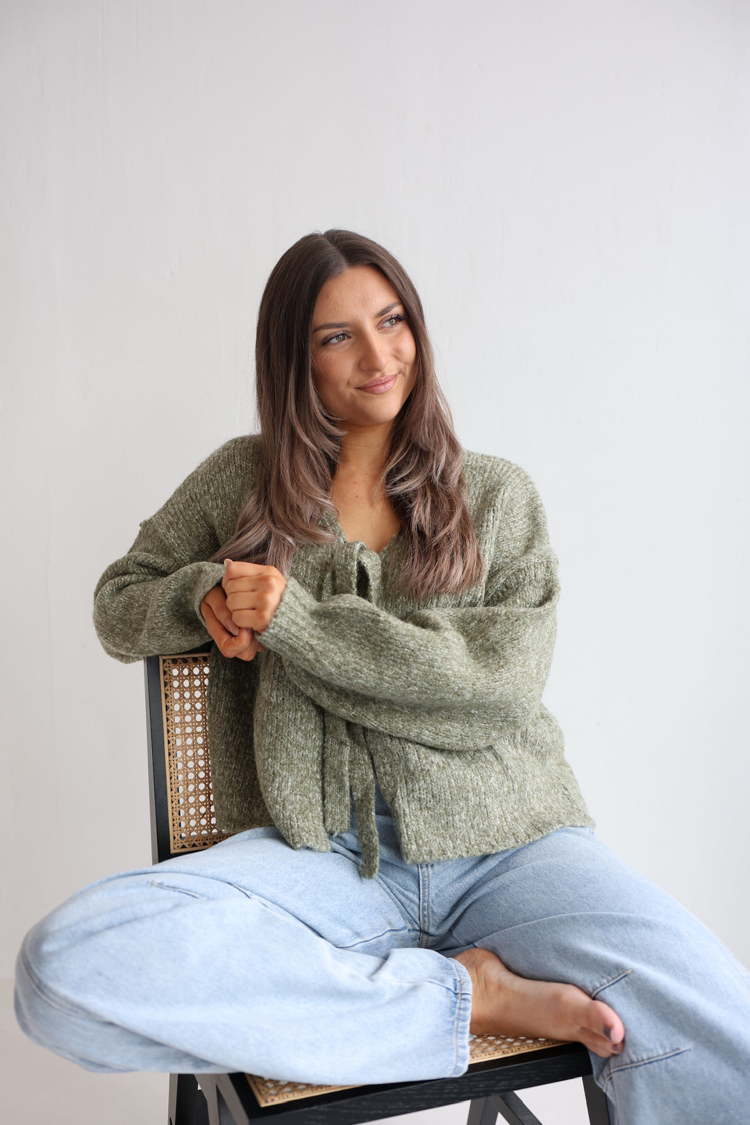 Knit Bow Cardigan Lanea