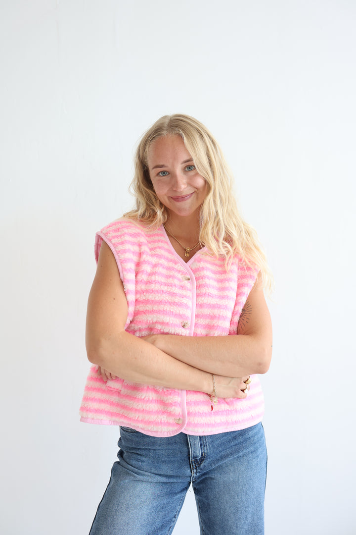 Candy Stripe Teddy Vest