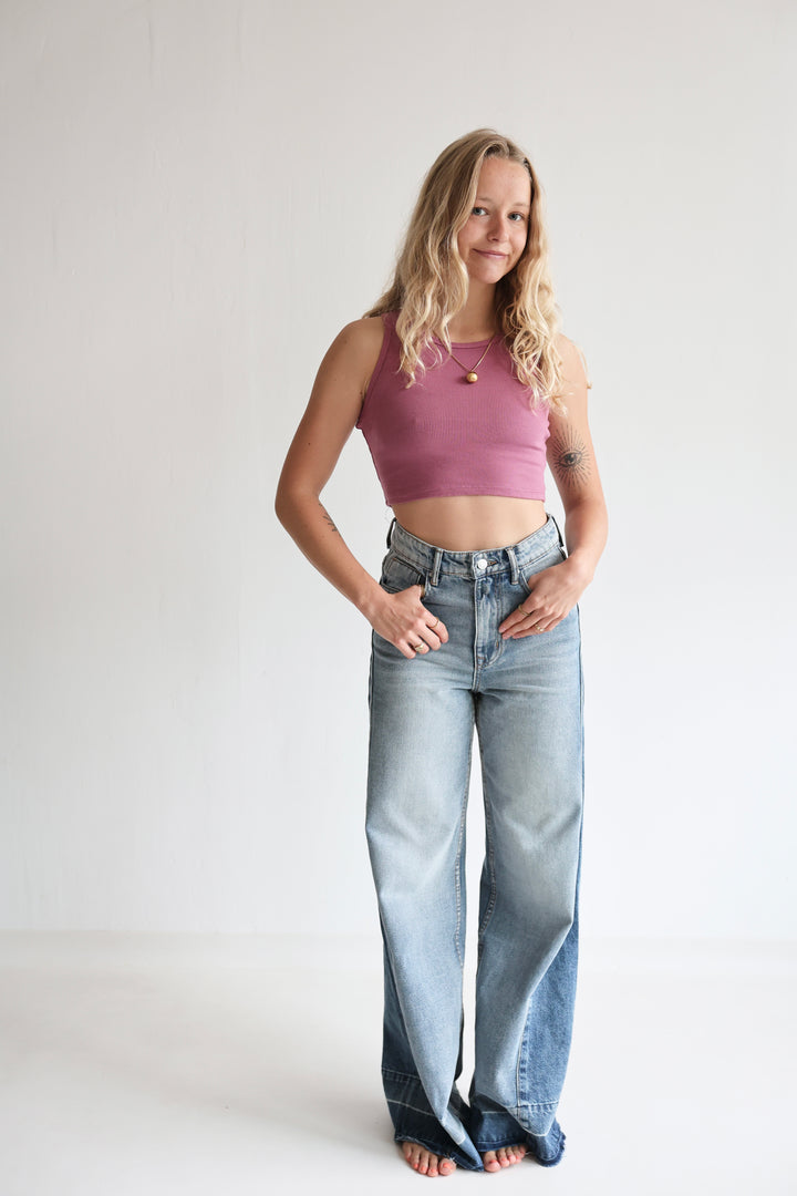 Block Fade Wide Leg Jeans
