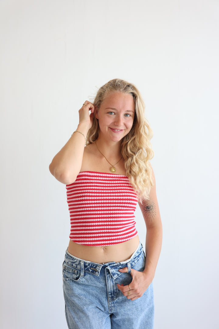 Striped Knit Tube Top