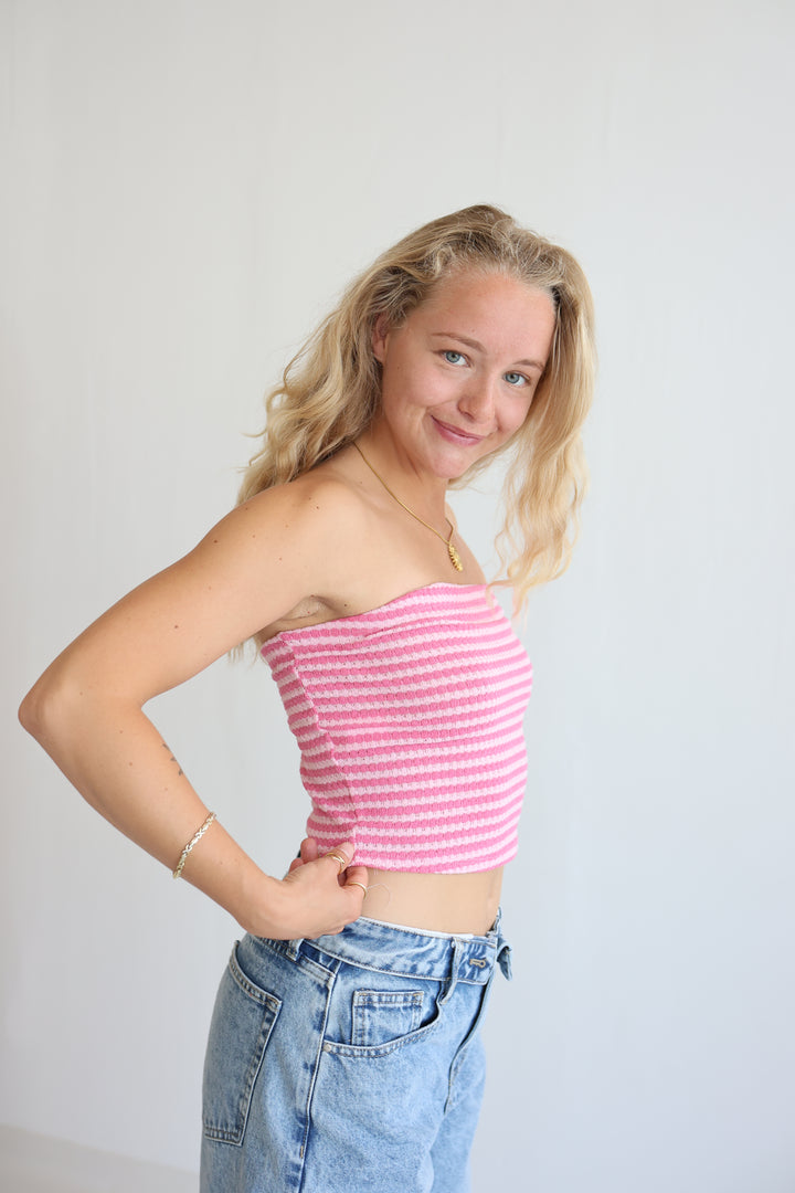 Striped Knit Tube Top