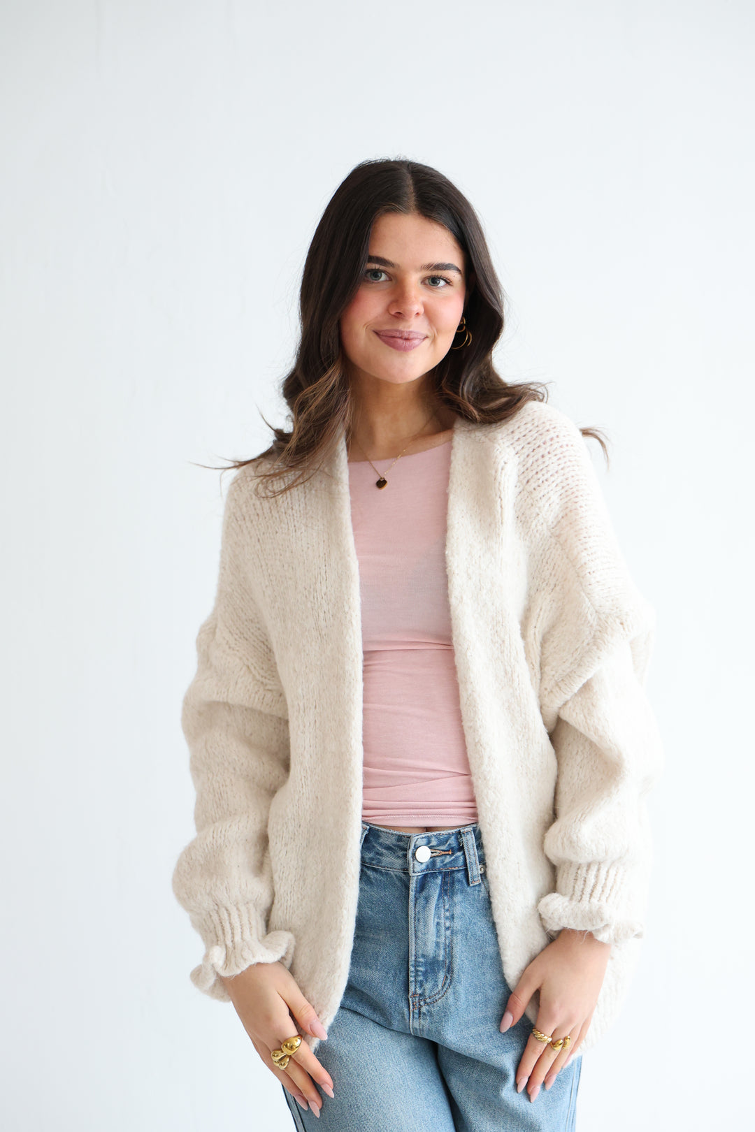 Offener Cardigan mit Rüschenärmeln Clara