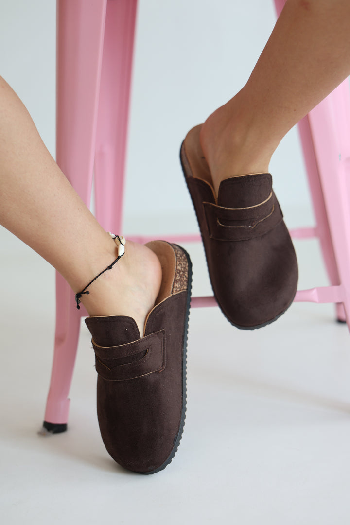 Soft Suede Touch Slip-On Mules