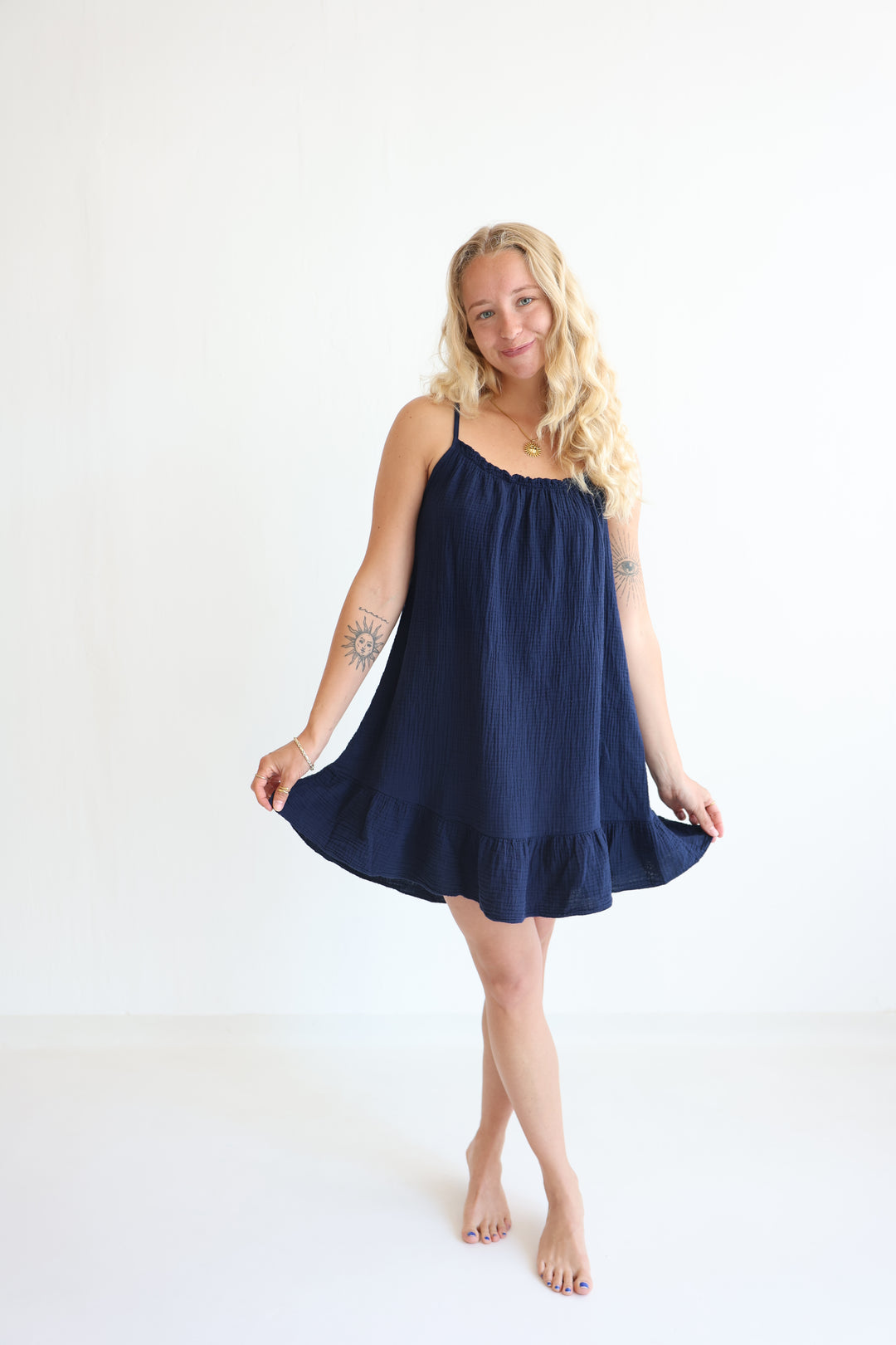 Musselinkleid mit Mini-Volant Hailey