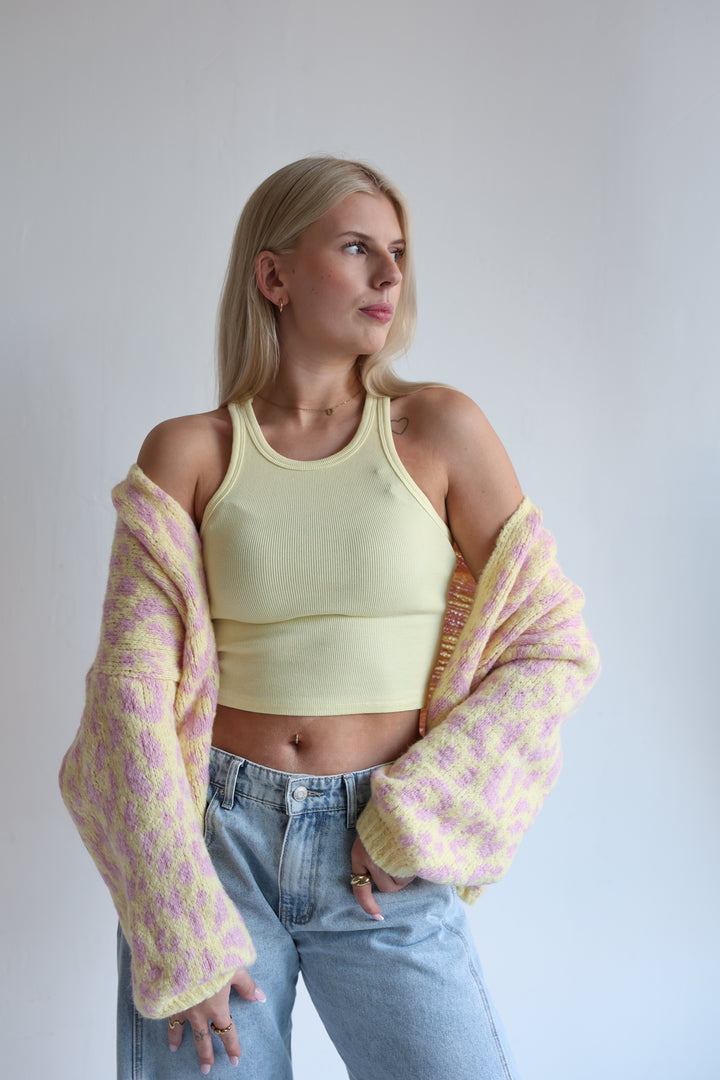 Offener Cardigan mit Leoprint