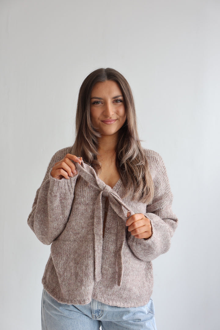 Knit Bow Cardigan Lanea