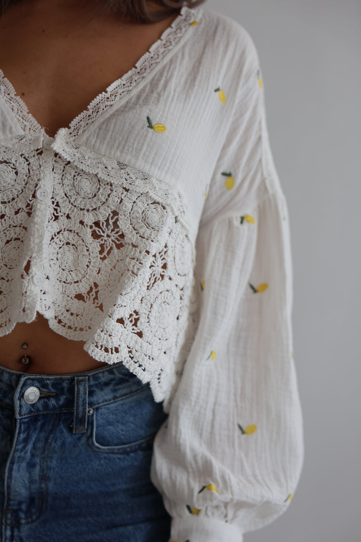 Cropped Bluse aus Musselin Lemons Everywhere