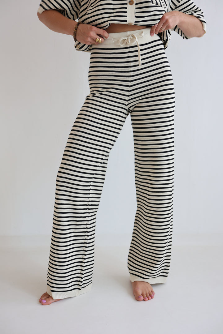 Gestreifte Hose mit Lochstrickmuster Cool Fit