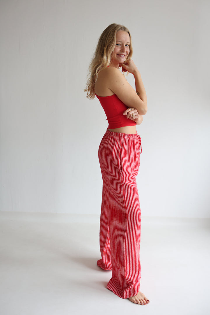 Lange Musselinhose mit Streifen Little Lines