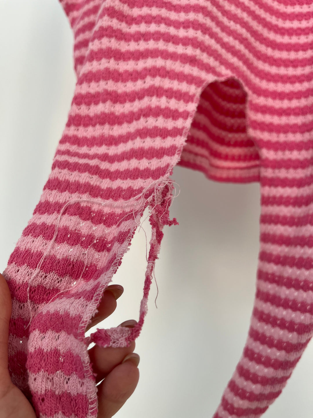 STRIPED KNIT KNOT T-SHIRT BUBBLEGUM PINK (B-WARE)