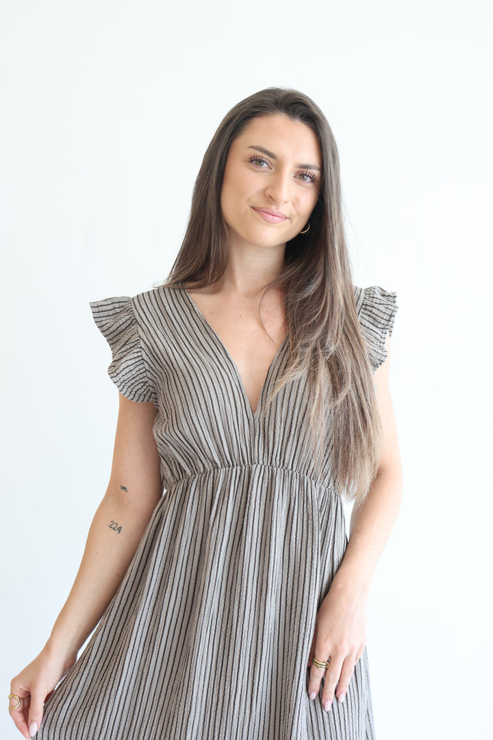 Langes Musselinkleid Casual Stripes