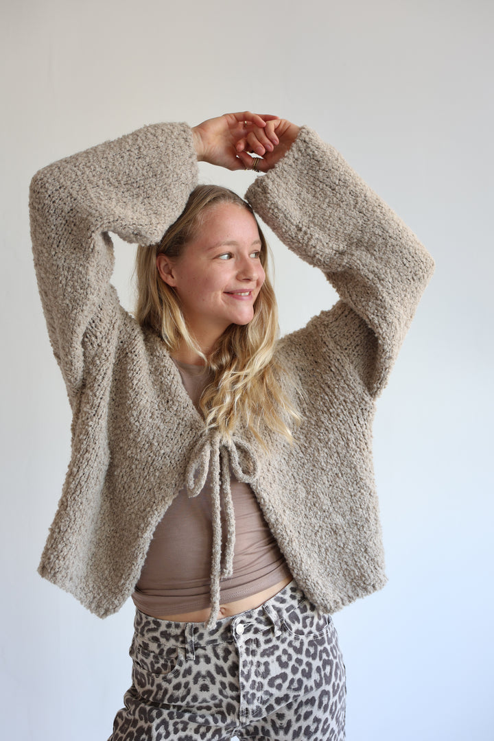 Teddy Knot Cardigan Fluffy Tie
