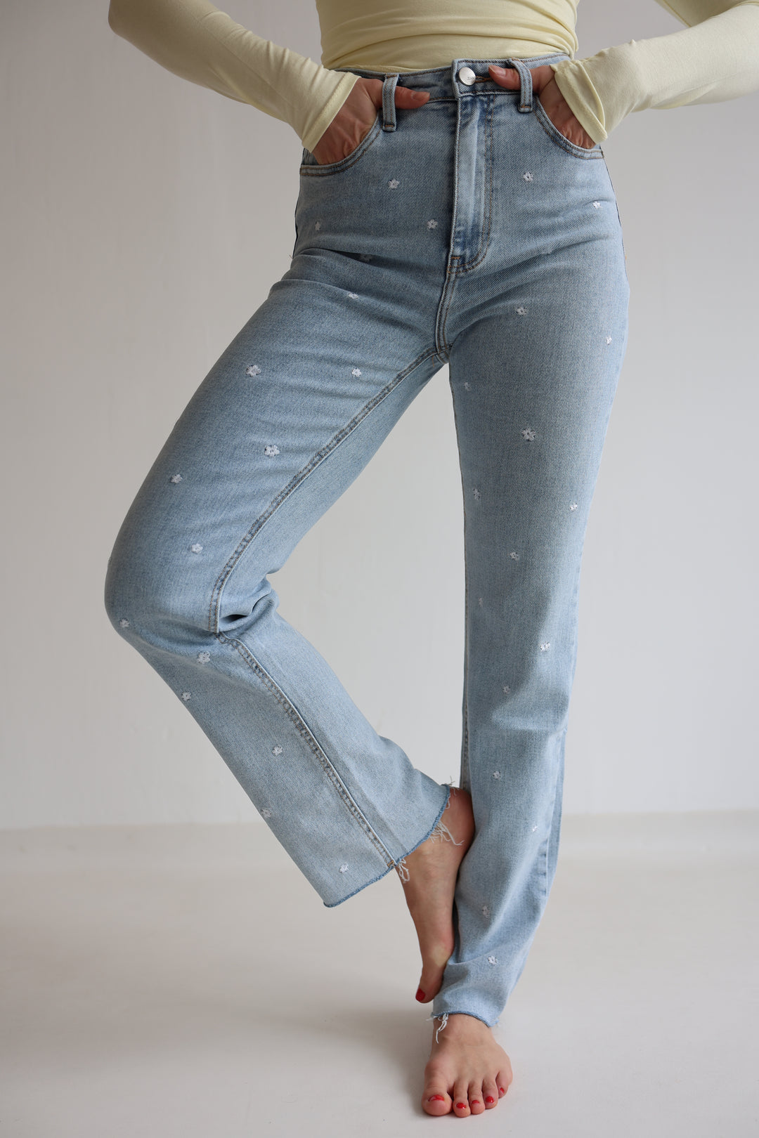 Fine Floral Straight Fit Jeans