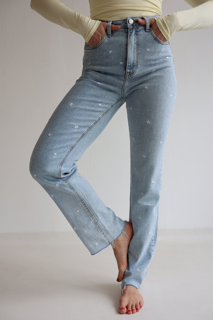 Fine Floral Straight Fit Jeans