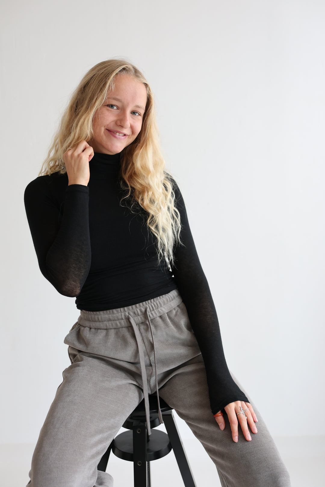 Cashmere Longsleeve mit Kragen Liliana (einfarbig)