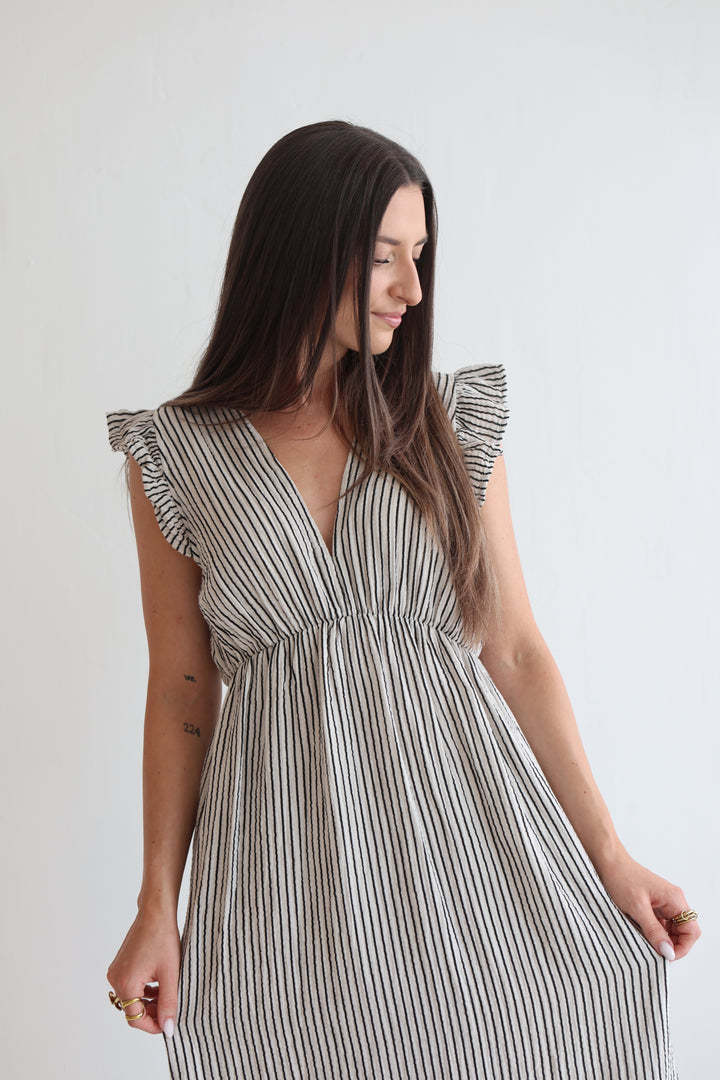 Langes Musselinkleid Casual Stripes