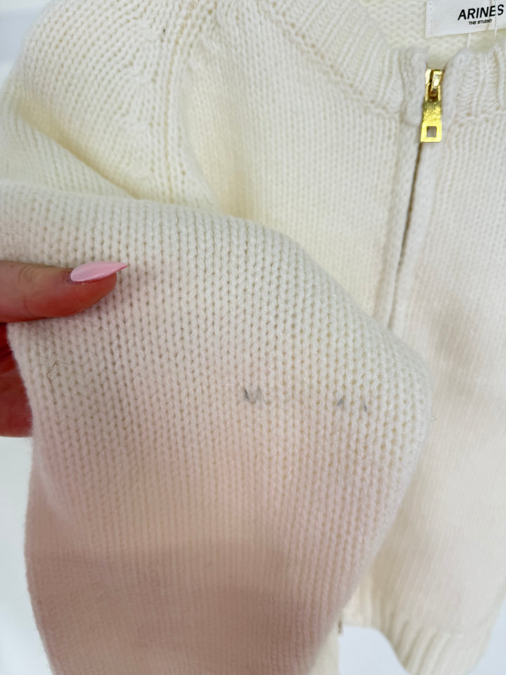GOLDEN ZIP CARDIGAN CREME (B-WARE)