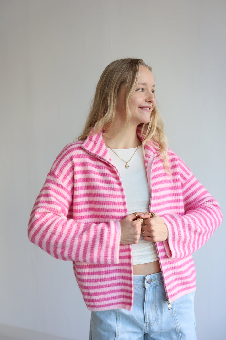 Striped Zip Cardigan