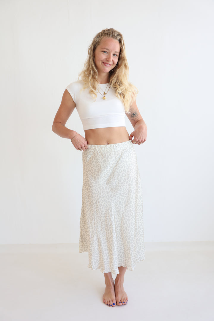 Leopard Satin Skirt