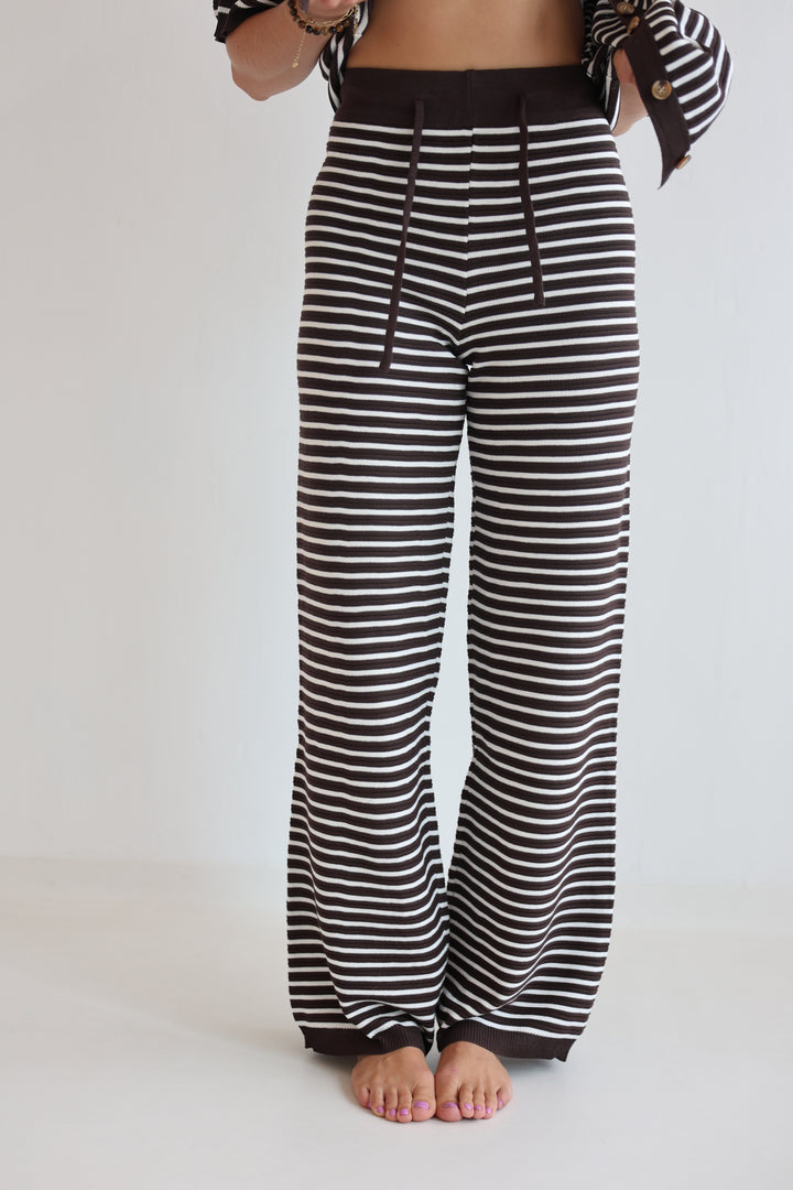 Gestreifte Hose mit Lochstrickmuster Cool Fit