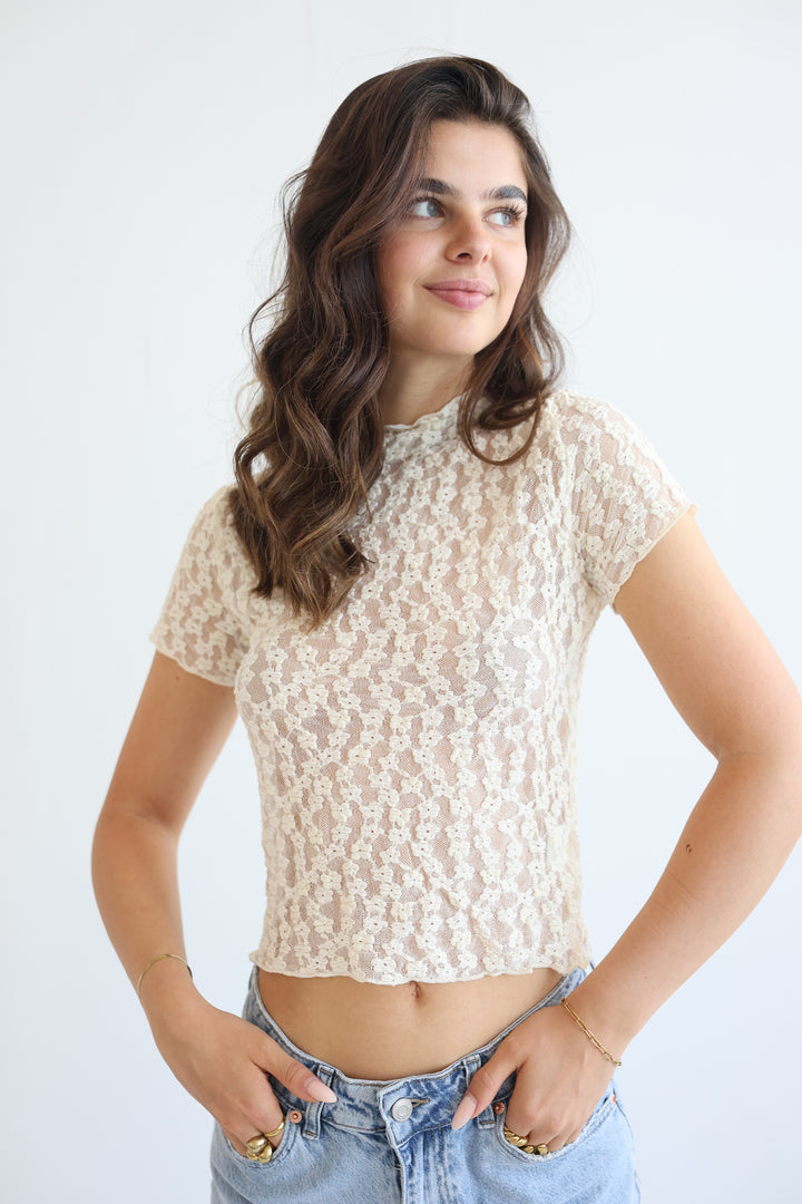 Milky Bloom Lace T-Shirt