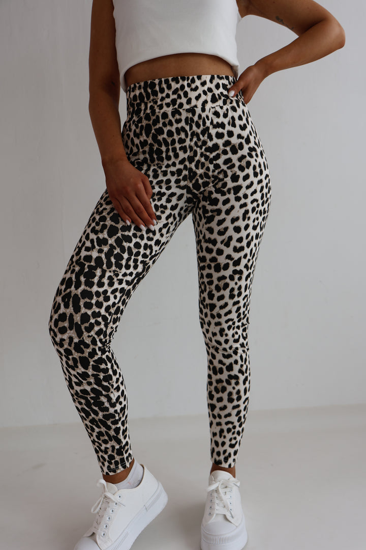 High Waist Leggings mit Leopardenprint (T2401)