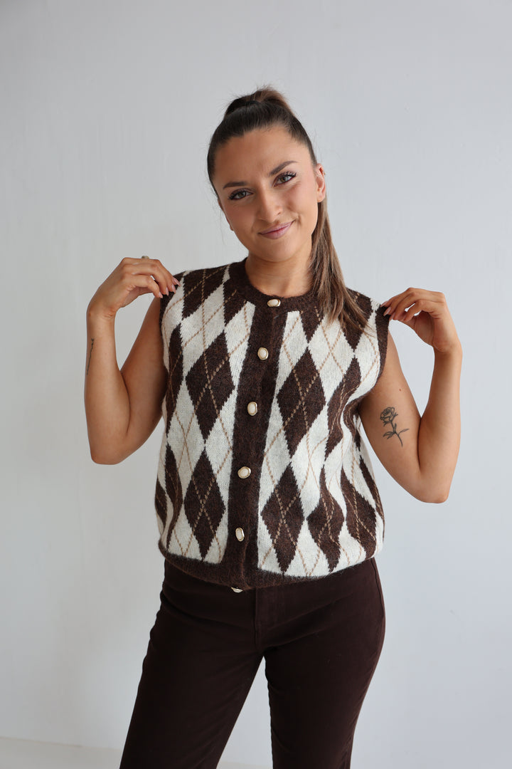 Weste Vintage Argyle Chic