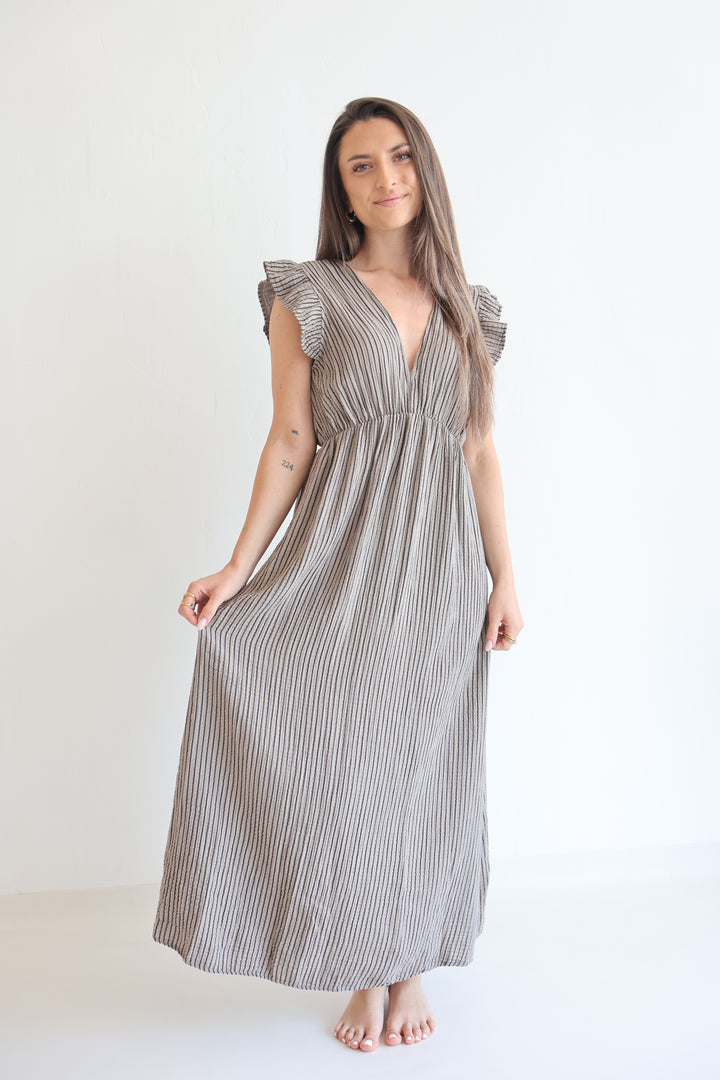 Langes Musselinkleid Casual Stripes