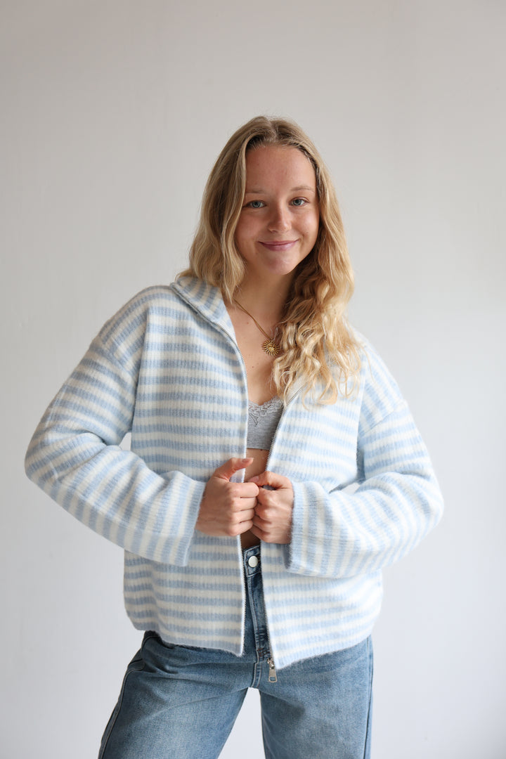 Striped Zip Cardigan