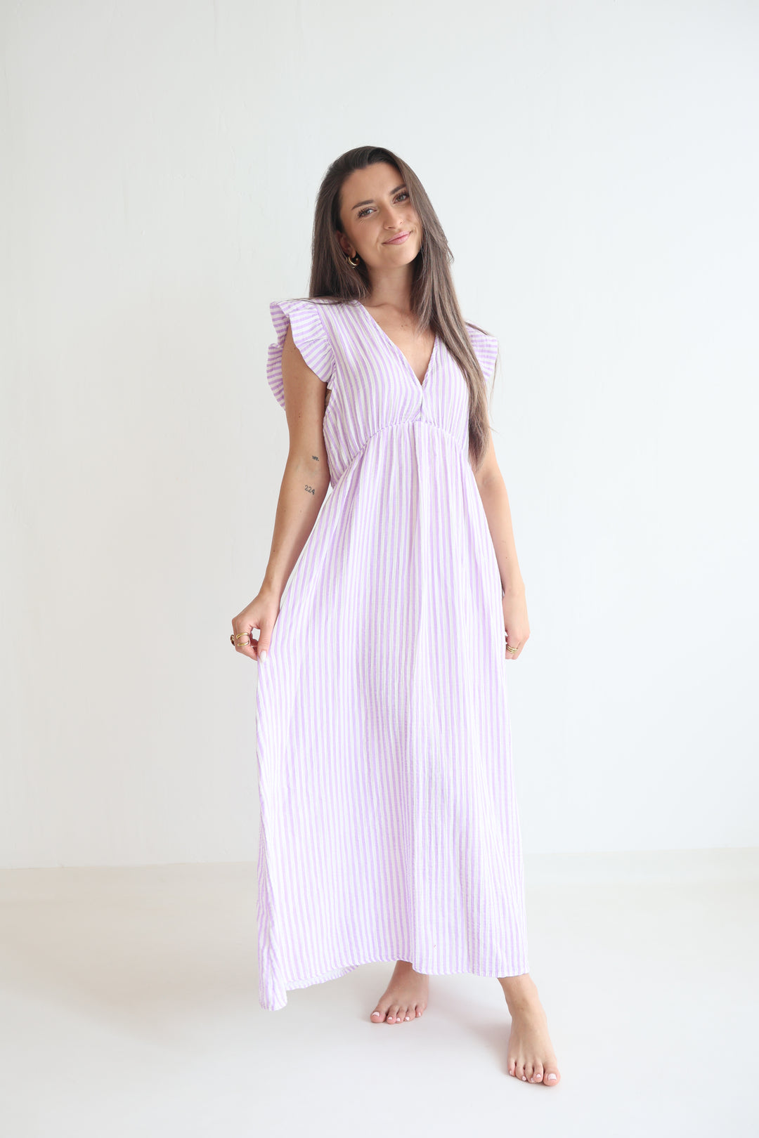 Langes Musselinkleid Summer Striped
