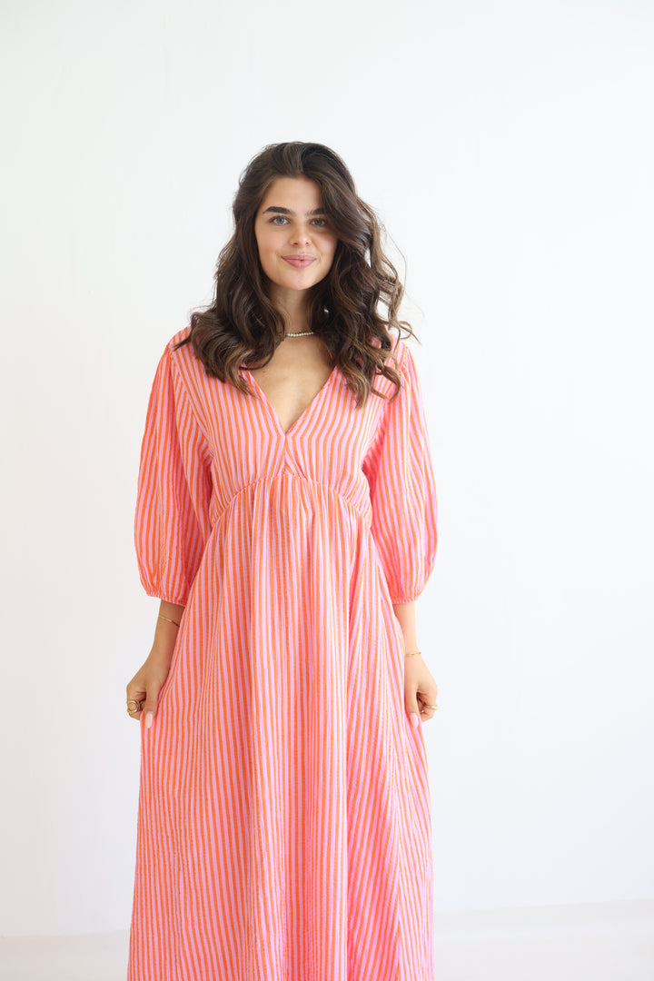 3/4 Arm Musselinkleid Summer Striped