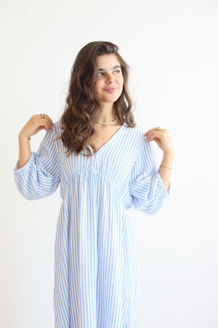 3/4 Arm Musselinkleid Summer Striped