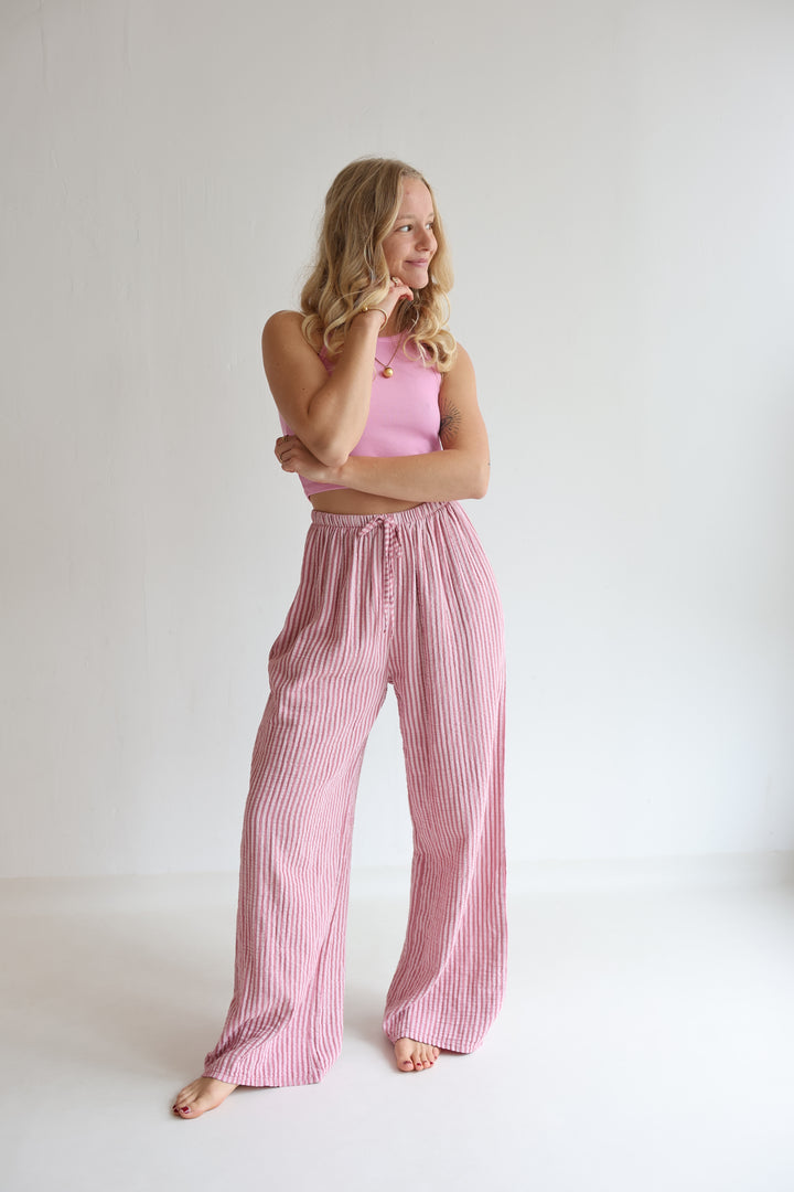 Lange Musselinhose mit Streifen Little Lines