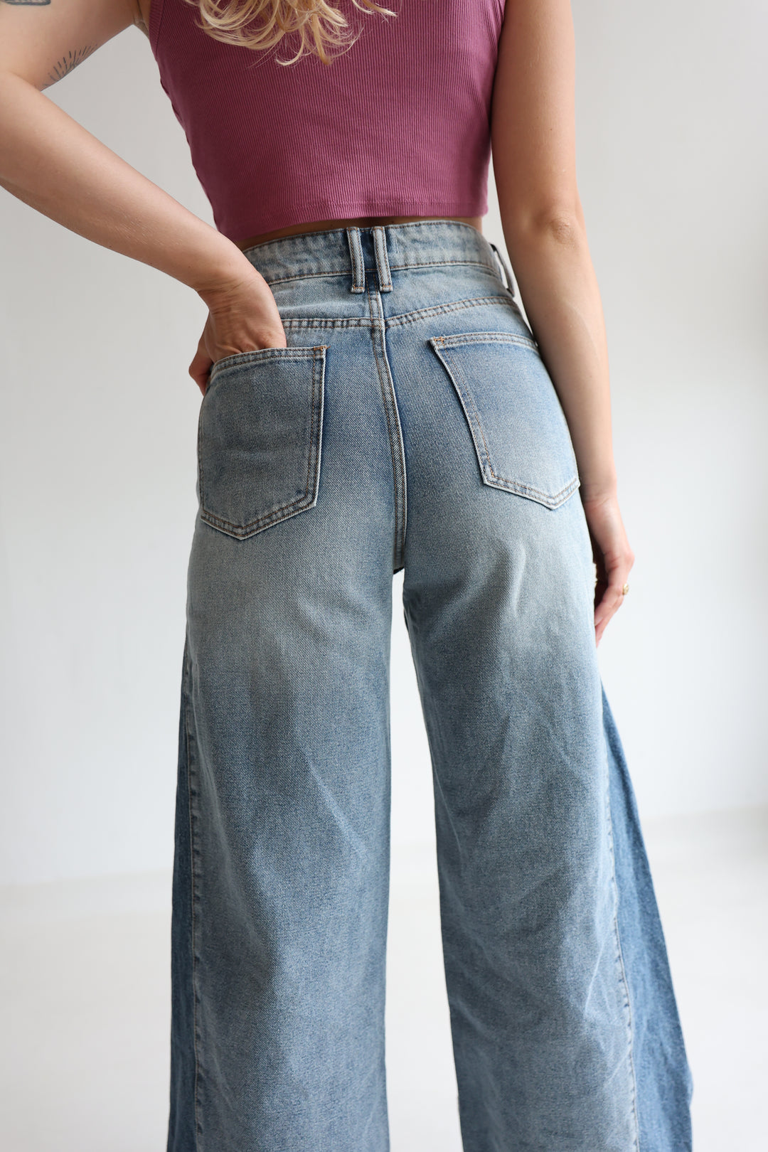 Block Fade Wide Leg Jeans
