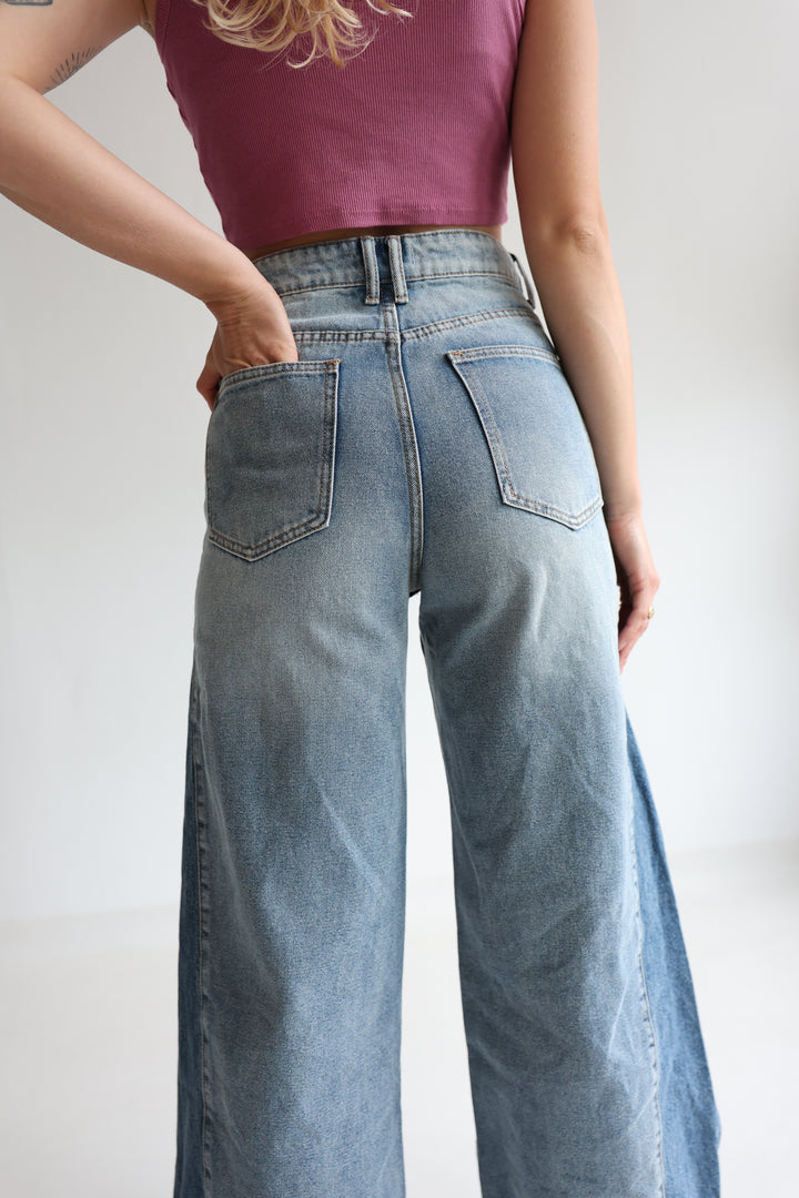Block Fade Wide Leg Jeans