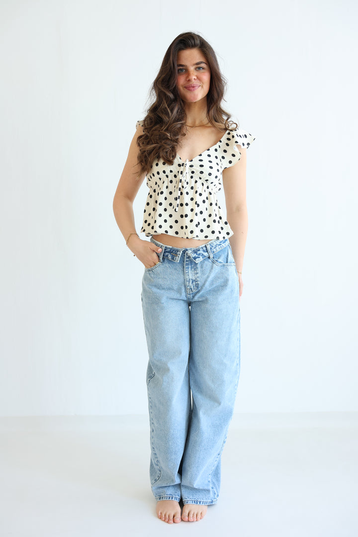 Polka Dot Peplum Top