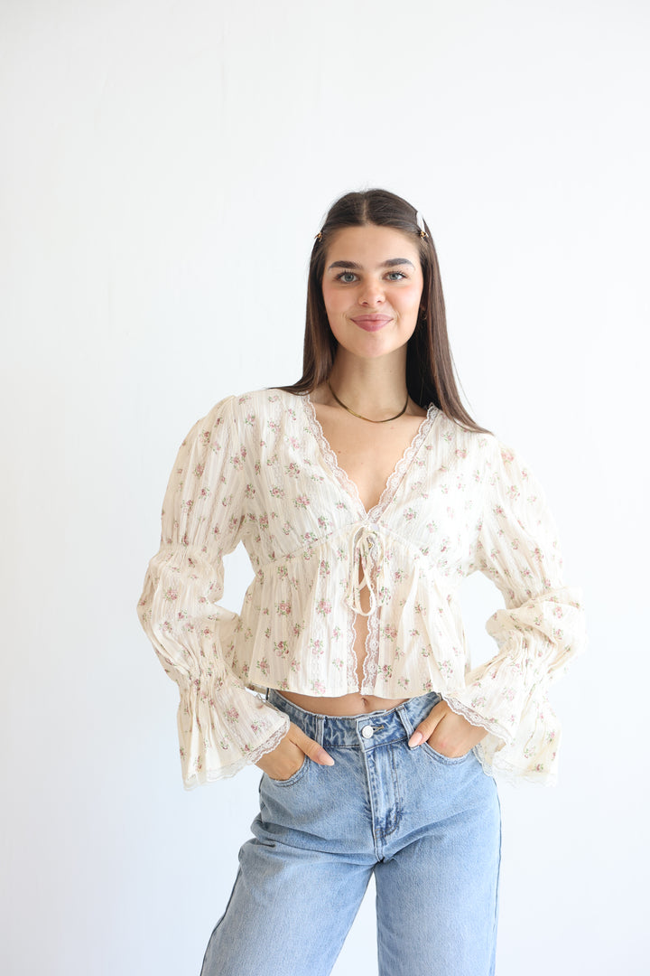 Schößchenbluse zum Schnüren Cute Roses