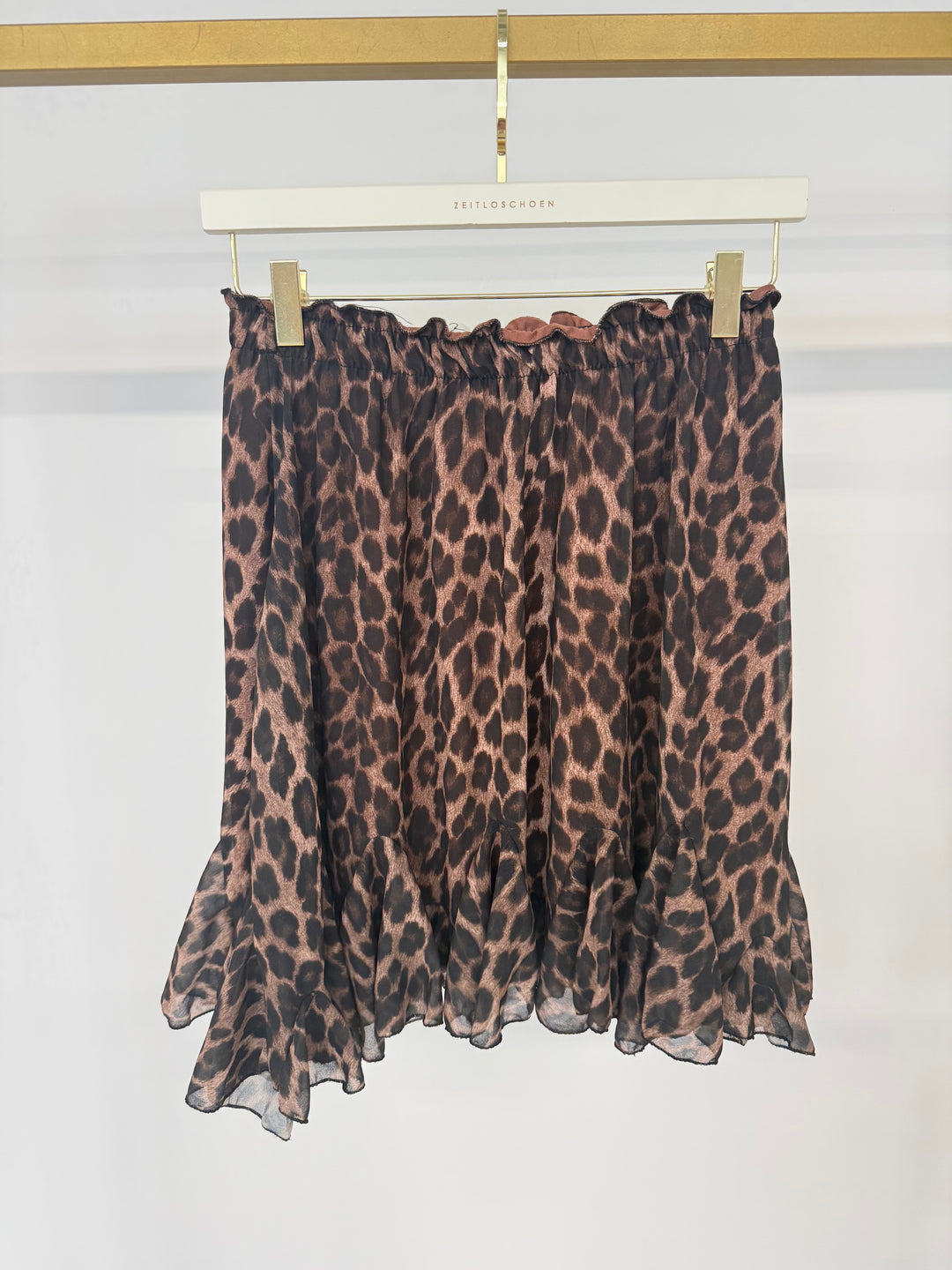KURZER VOLANTROCK MIT LEOPRINT MONA DUNKELBRAUN (B-WARE)